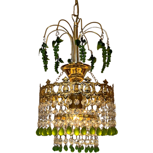 Vintage Echte Murano Druiven Hanglamp Groene Druiventrossen