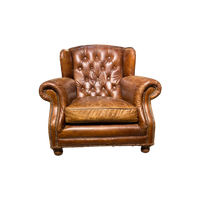 Stoere Industriële Vintage Cognac Chesterfield Lounge Fauteuil