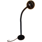 Grote 70's Zwarte Leeslamp / Staande Lamp Met Opengewerkte Kap. thumbnail 1