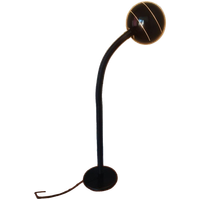 Grote 70's Zwarte Leeslamp / Staande Lamp Met Opengewerkte Kap.