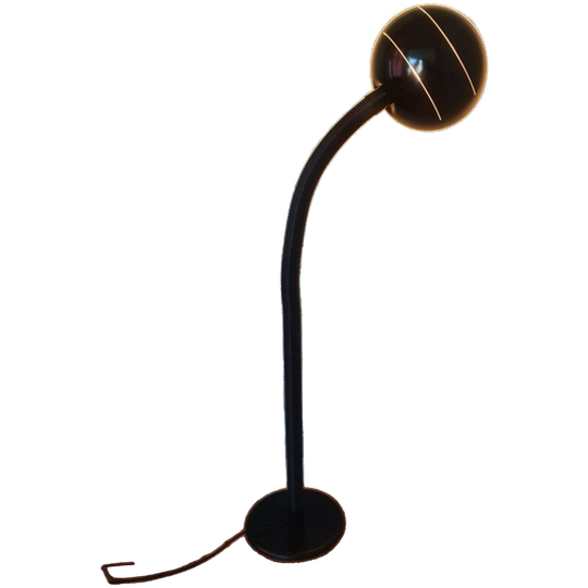 Grote 70's Zwarte Leeslamp / Staande Lamp Met Opengewerkte Kap. 1