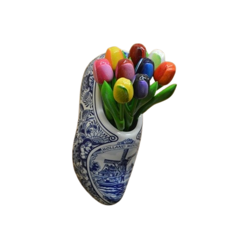 Klomp Van Aardewerk Met Houten Tulpen