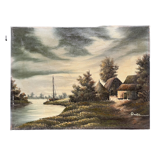 Olieverf Schilderij Boerderij Aan Het Water 1