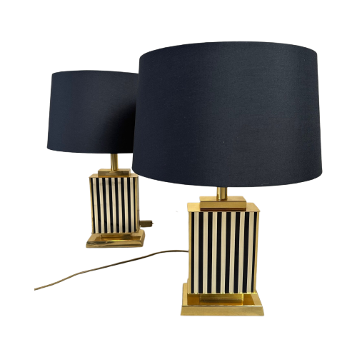 2X Vintage ‘Black And Gold’ Tafellamp – Hollywood Regency