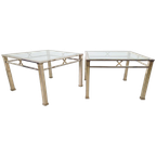 Set 2 Vintage Salontafel Chroom Messing Fratelli Orsenigo 70 thumbnail 1