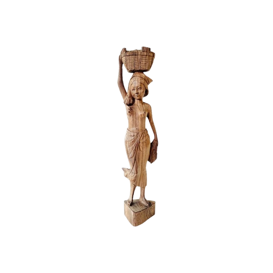 Balinees Vrouwenbeeld Houtsnijwerk Beeld Indonesië 1