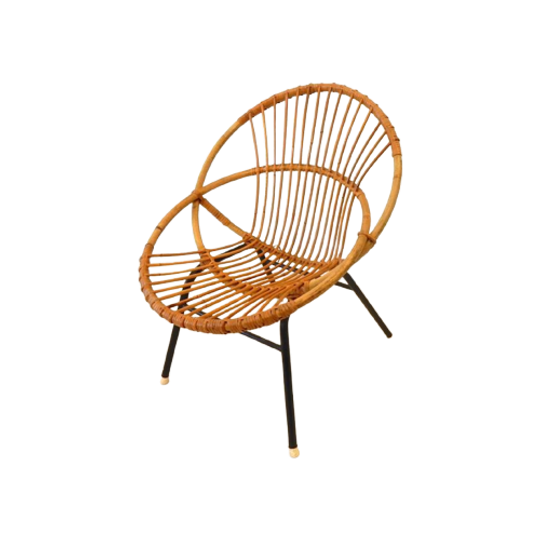 Retro Vintage Rotan Fauteuil Stoel Kast Jaren 60 / 70 Riet 1