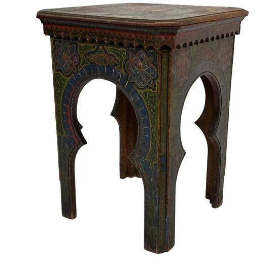 Antieke Handgeschilderd Marokkaans Moorse Bijzettafeltje 1