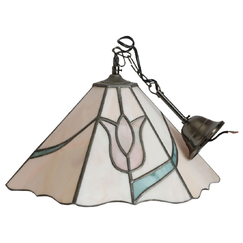 Vintage Tiffany Plafonlamp Met Tulpen.