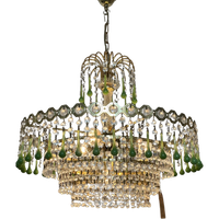 Grote Vintage Murano Groene Teardrop Kroonluchter Hanglamp Xxl Formaat !