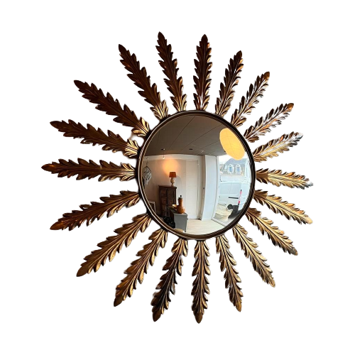 Mid Century Convex Sunburst Mirror Zonnespiegel