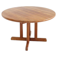 Vintage Deense Ronde Uitschuifbare Eettafel Tafel Massief Teak