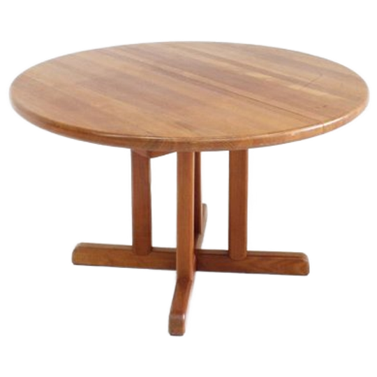 Vintage Deense Ronde Uitschuifbare Eettafel Tafel Massief Teak 1