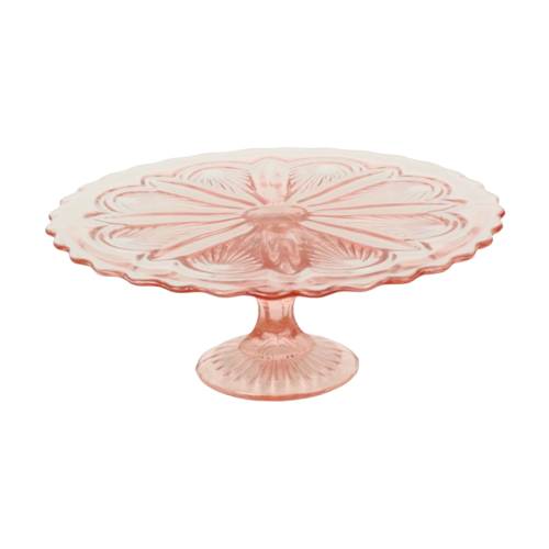 Art Deco Roze Taartschaal Taartschotel Depression Glass 28Cm