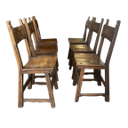 Set Van 6 Vintage Brutalist Eetkamerstoelen/ Spaanse Stoelen thumbnail 1