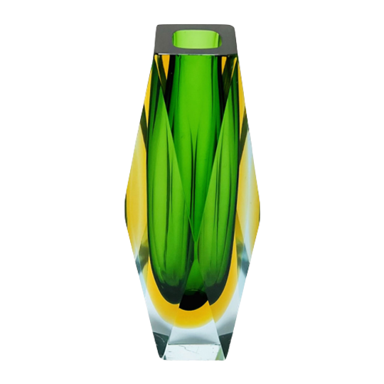 Vintage Gefaceteerd Geslepen Kristallen Murano Vaas Ontwerp Luigi Mandruzzato Venetië, Jaren '60 1