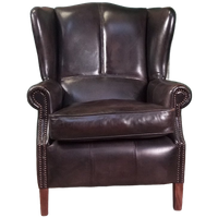 Stoere Zwarte Schaapsleren Vintage Bendic Wingback Fauteuil