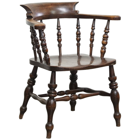 Leuke Engelse Antieke Bijzet/ Bureaustoel/ Captain Chair Uit Begin 1800 Met Warme Kleuren 1