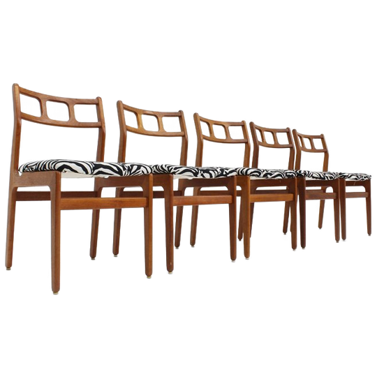 Set Vintage Mid-century Eetkamerstoelen Teak Jaren 60, Set Van 5 1