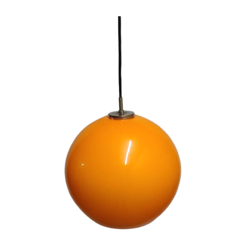 Vintage Glazen Oranje Hanglamp Peill & Putzler 1960