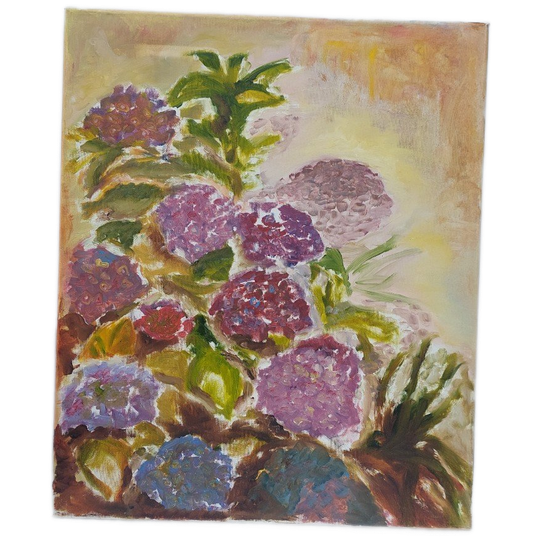 Origineel Schiderij.olieverf Op Canvas. Hortensia 1