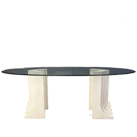 Vintage Travertine Carlo Scarpa Style Dining Table, 1970s 1