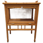 Licht Houten Antiek Theekastje Vitrine Wijntafel Kastje thumbnail 1