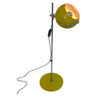Gepo - Space Age Design / Mcm Floor Lamp - Eyeball - Yellow Base And Shade, Chrome Upright- Restored