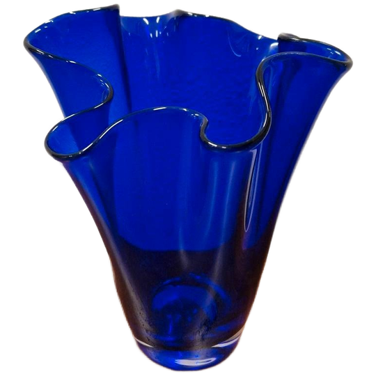 Kobalt Blauwe Zakdoek Vaas Blauwe Vaas Mondgeblazen 1