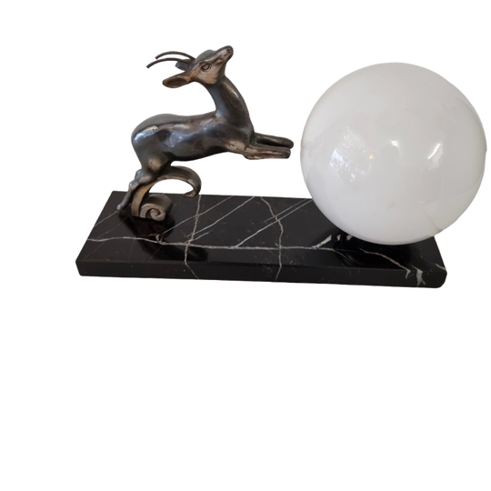 Frans Art Deco Lampje Met Gazelle, Jaren 30 1