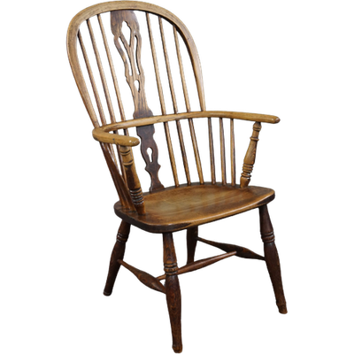 Zeer Charmante Antieke 18E Eeuwse Engelse Windsor Stoel/ Fauteuil