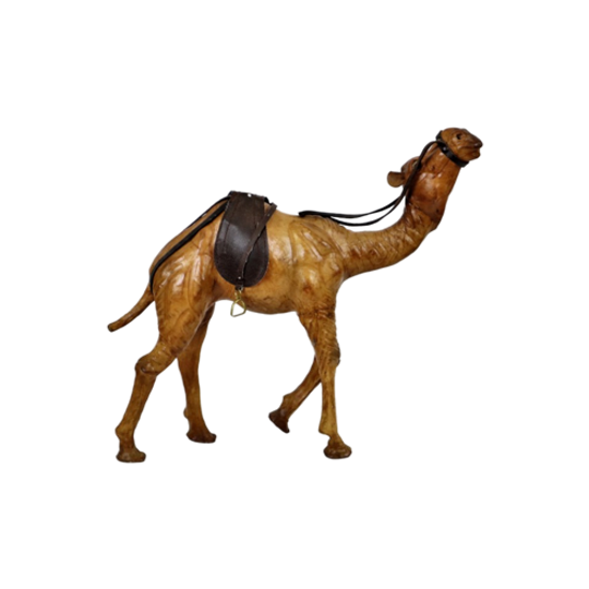 Vintage Papier Mache Leder Dromedaris Stappend Beeld Sculptuur 34cm 1