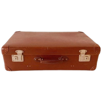Vintage Bruine Nubuck Leren Koffer Leder Brocante