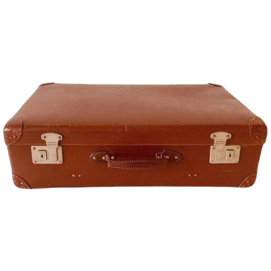 Vintage Bruine Nubuck Leren Koffer Leder Brocante 1