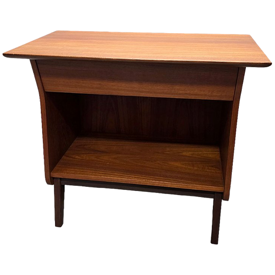 Vintage Teak Gefineerd Wandkastje Met Lade, Jaren 60 1