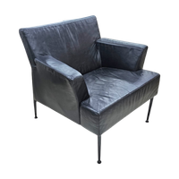 Kinnarps / Sweden /meo 357 Arm Chair / Black Leather / 1990s