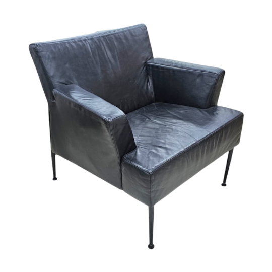 Kinnarps / Sweden /meo 357 Arm Chair / Black Leather / 1990s 1