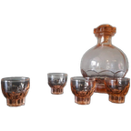 Vintage Frans Likeursetje, Karaf 15 Cm Hoog, 4 Shotglaasjes 4cm Hoog thumbnail 1
