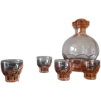 Vintage Frans Likeursetje, Karaf 15 Cm Hoog, 4 Shotglaasjes 4cm Hoog