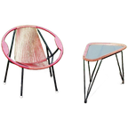 Spaghetti Lounge Chair Met Tafel Jaren '60 thumbnail 1