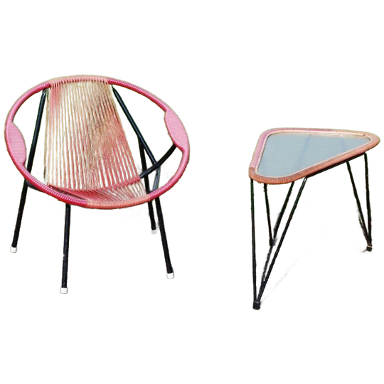 Spaghetti Lounge Chair Met Tafel Jaren '60 1