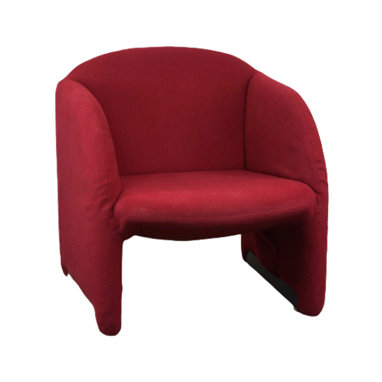 Vintage Artifort Design Fauteuil Model Ben In Stevige Rode Stof 1