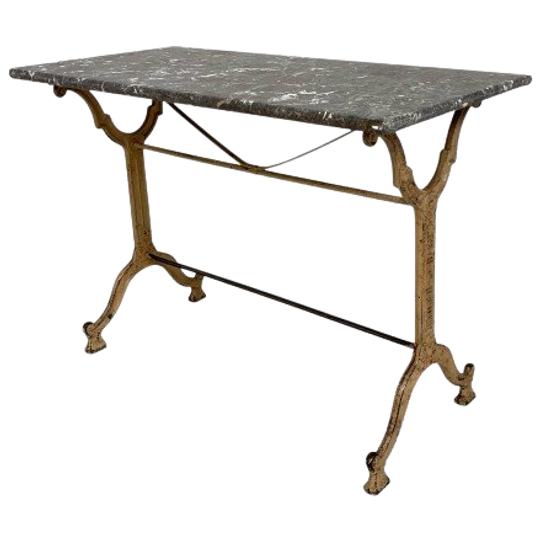 Tuintafel, Bistrotafel A. Delail Toulouse Met Marmer Blad, Jaren 20 1