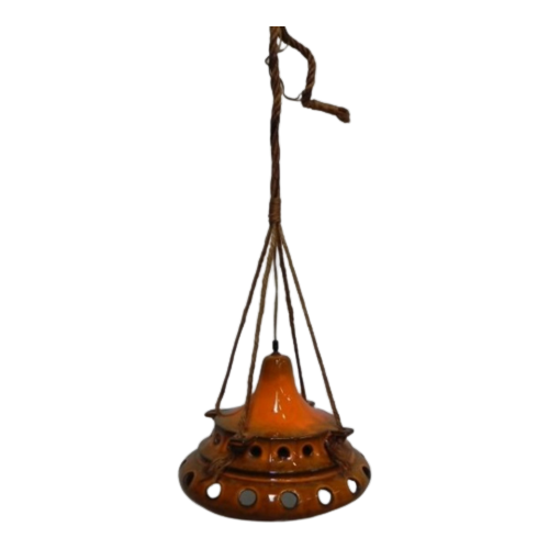 Keramische Oranje Vintage Hanglamp