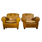 Set Of Leather French Clubchairs thumbnail 1