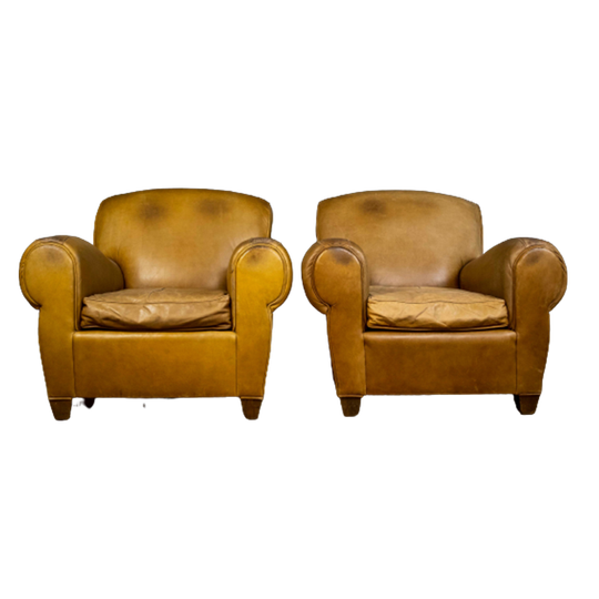 Set Of Leather French Clubchairs 1