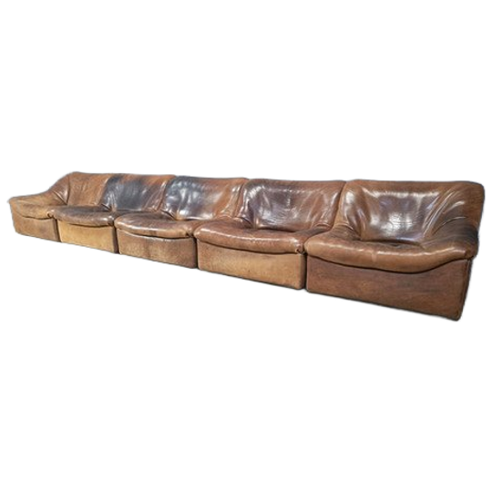 Vintage 5 Pc Leather Ds46 Modular Sofa By De Sede, 1970s 1