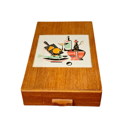 Vintage Borrelset Besteklade Kaasplank 1
