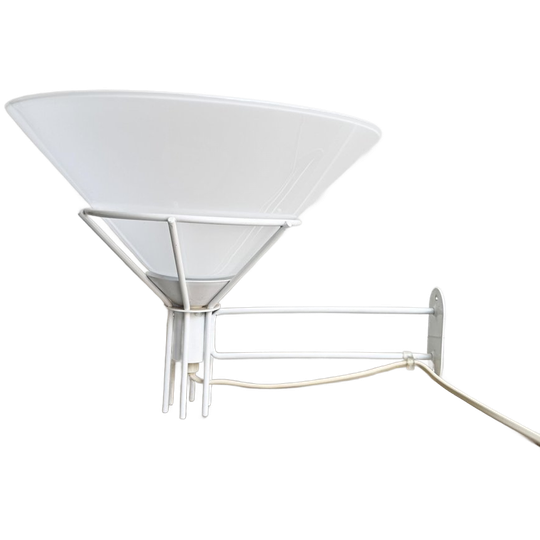 Vintage Jaren 80 Wandlamp Draadmetaal En Glazen Kap 1