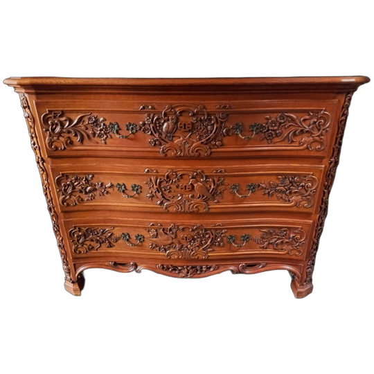 Louis Xv Franse Gebeeldhouwde Eiken Commode. 1